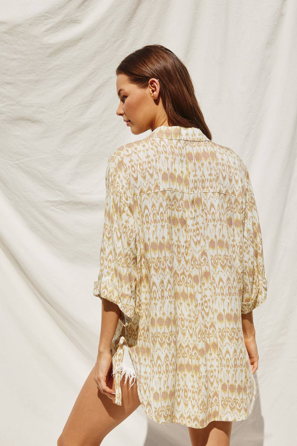 Oceans Away Tie Detail Tunic Shirt