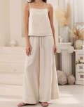 Beige linen strappy top