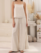 Beige linen strappy top