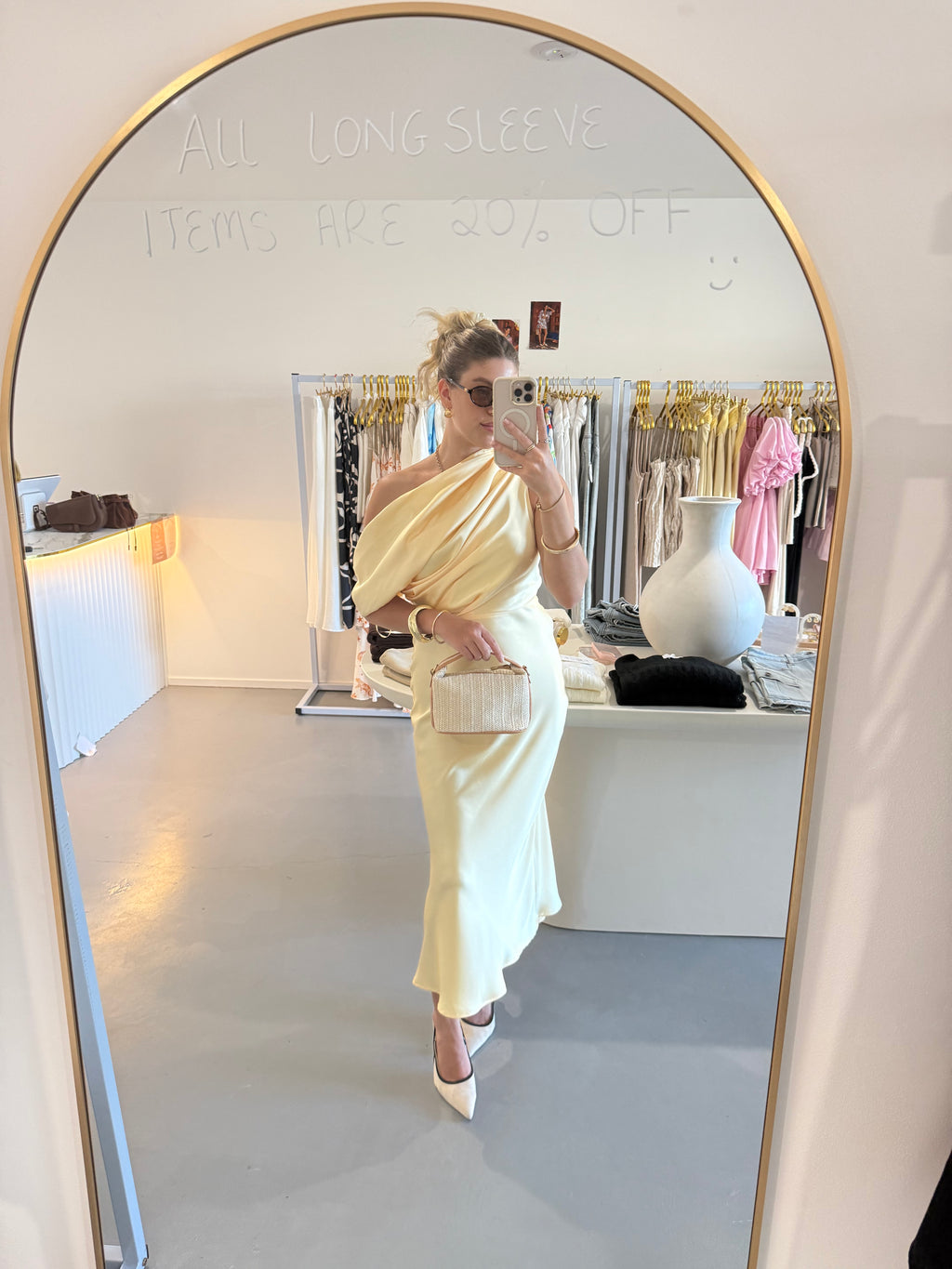 One-shoulder satin maxi dress - Butter
