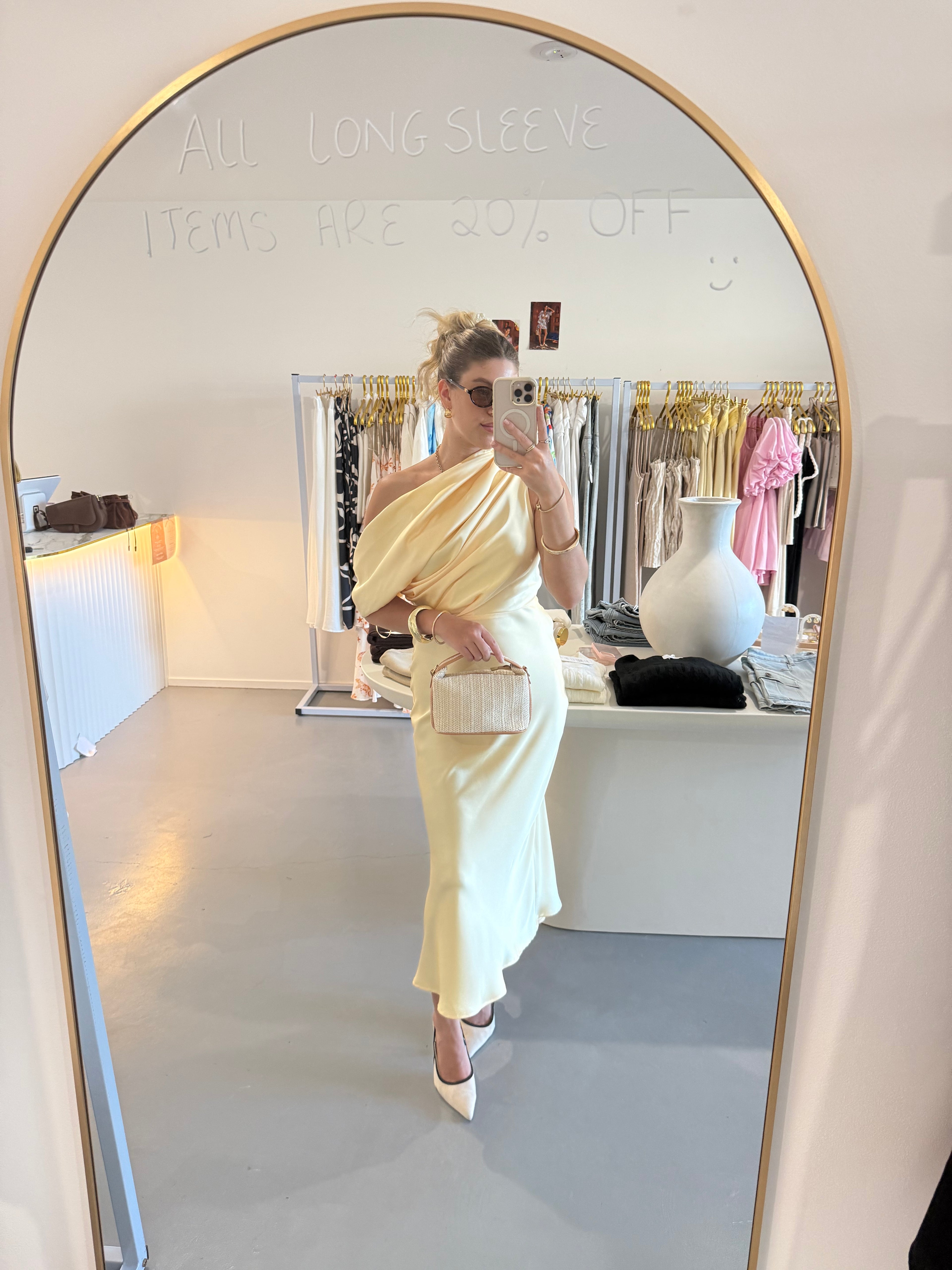 One-shoulder satin maxi dress - Butter