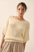 The Isla Ribbed Knit Sweater - Cream