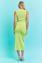 Citron Pointelle Knit Midi Skirt