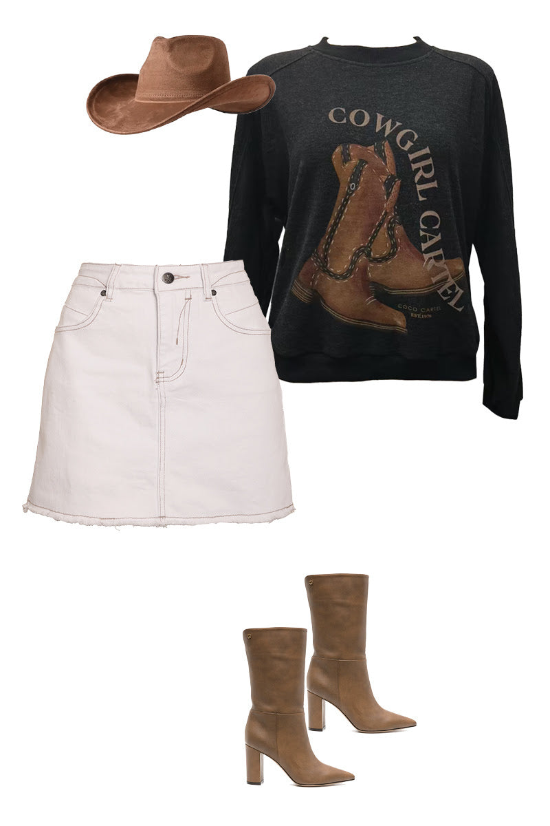 The Sloane White Denim Skirt