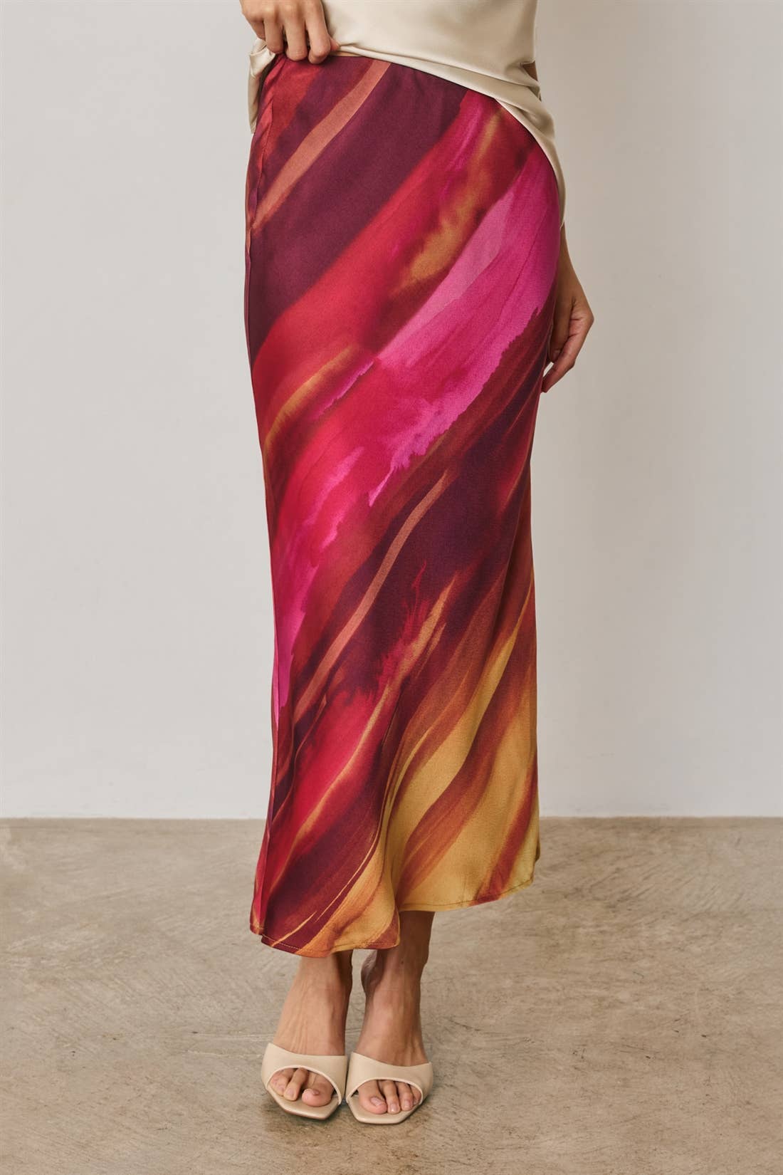Watercolour Sunset Pull-On Maxi Skirt
