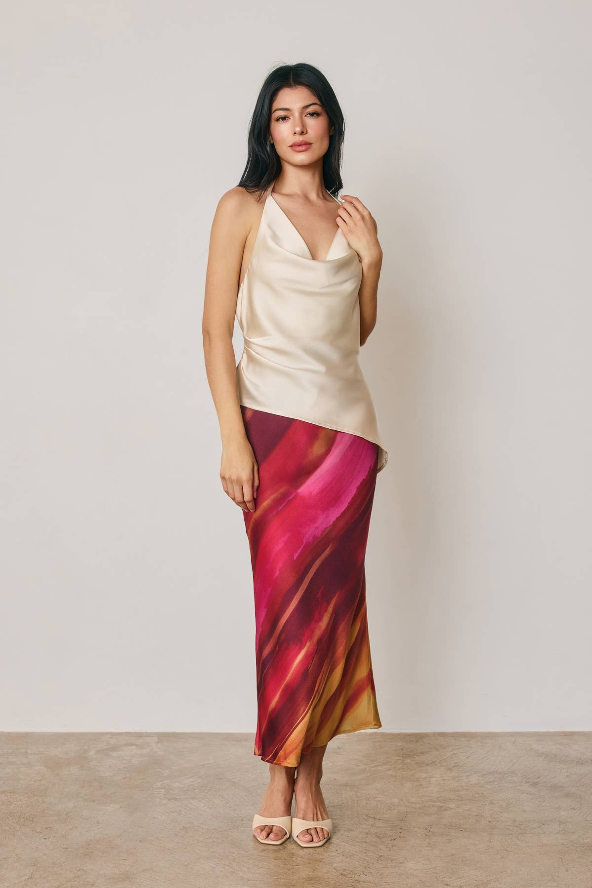 Watercolour Sunset Pull-On Maxi Skirt