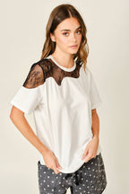 LACE INSERT COTTON TEE