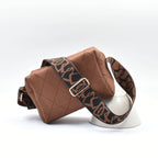 Diamond Stitch Crossbody Bag - BROWN