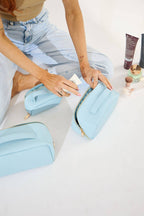 Cosmetic Beauty Bag - Set Of 3 in Light Blue
