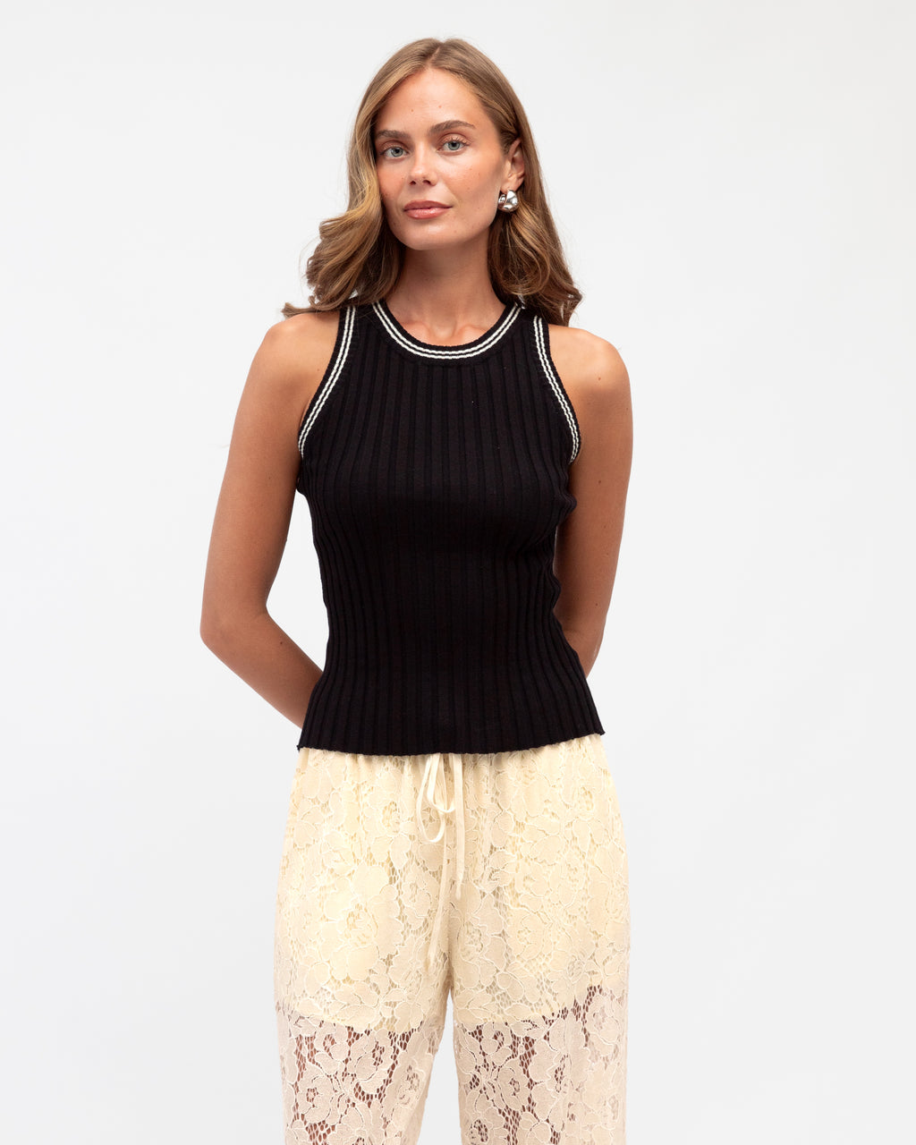 Palmeras Tank - White / Black