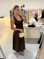 Chocolate a-line maxi dress