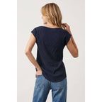 Textured Satin Cap Sleeve Blouse - Ivory
