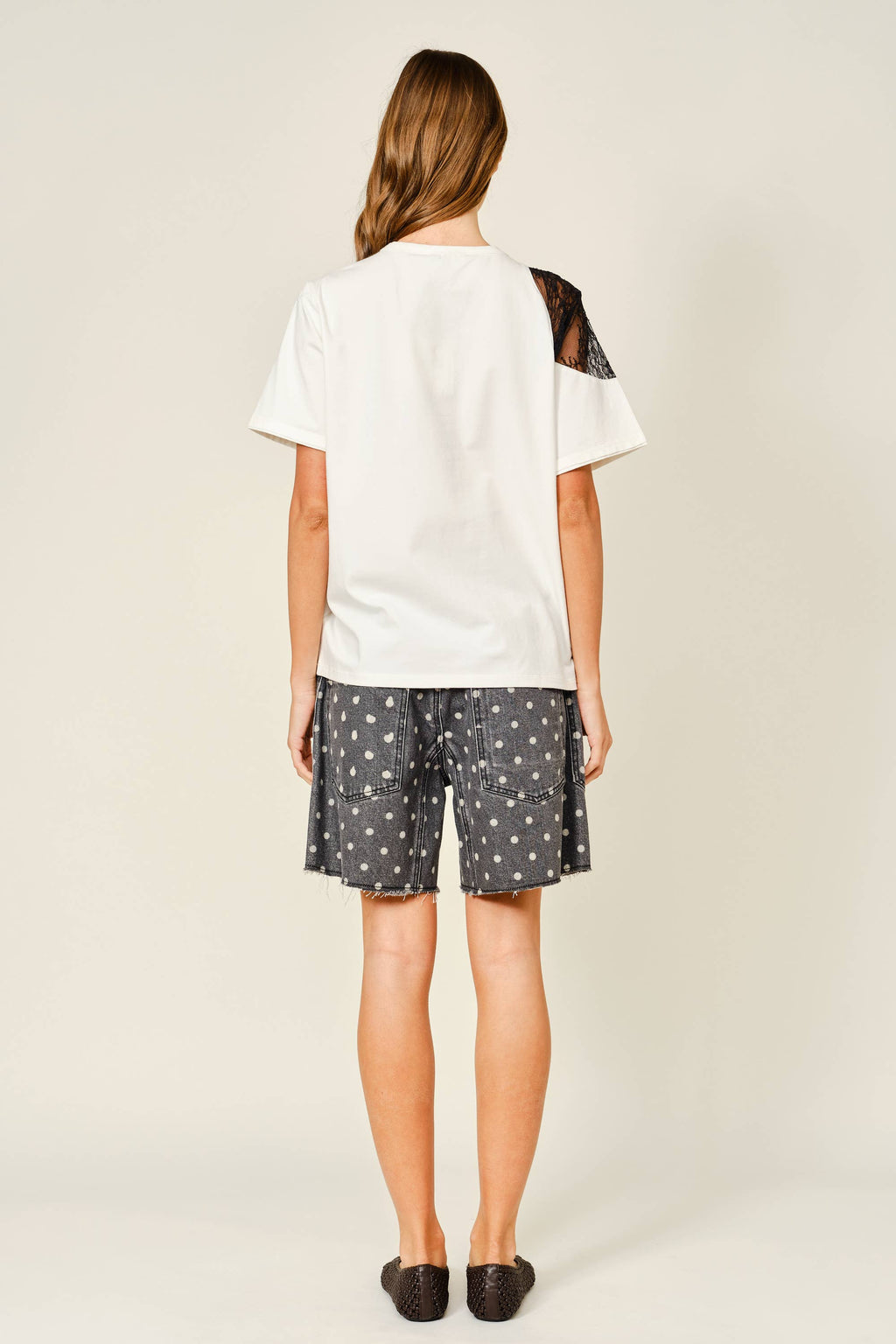 LACE INSERT COTTON TEE