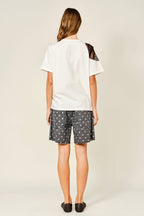 LACE INSERT COTTON TEE