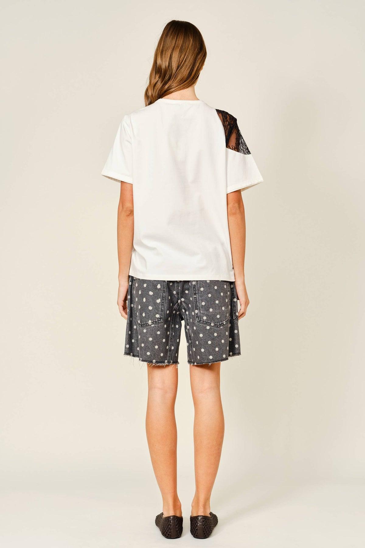 LACE INSERT COTTON TEE