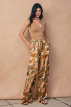 Sunset Blush Abstract Wide Leg Pants