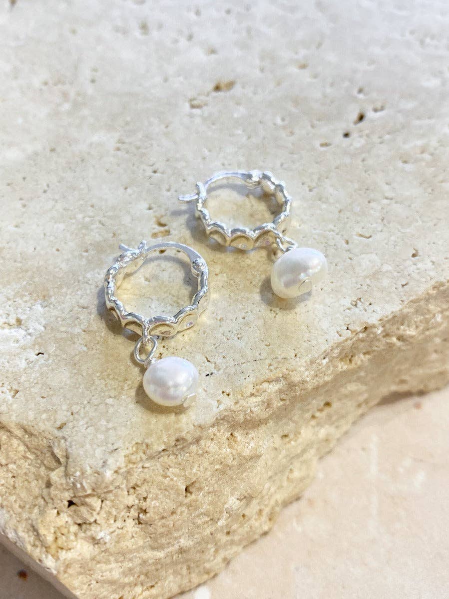 Vintage Pearl Drop Silver Plated Earrings