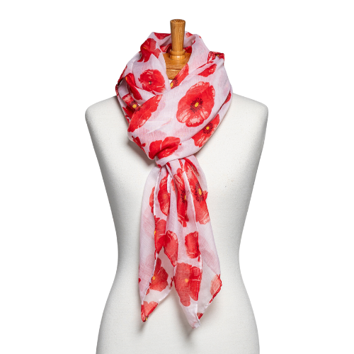 Poppy Scarf - White/Red