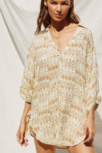 Oceans Away Tie Detail Tunic Shirt