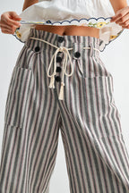 Stone & Stripe Linen-Blend Wide Leg Pants with Drawstring