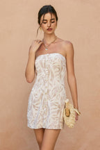 Tropical Haze Strapless Mini Dress