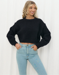 Cropped black knit jumper
