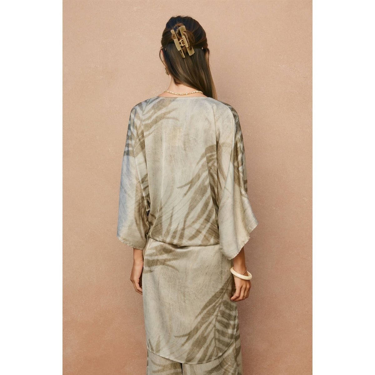 Tropical Leaf High-Slit Kimono Duster
