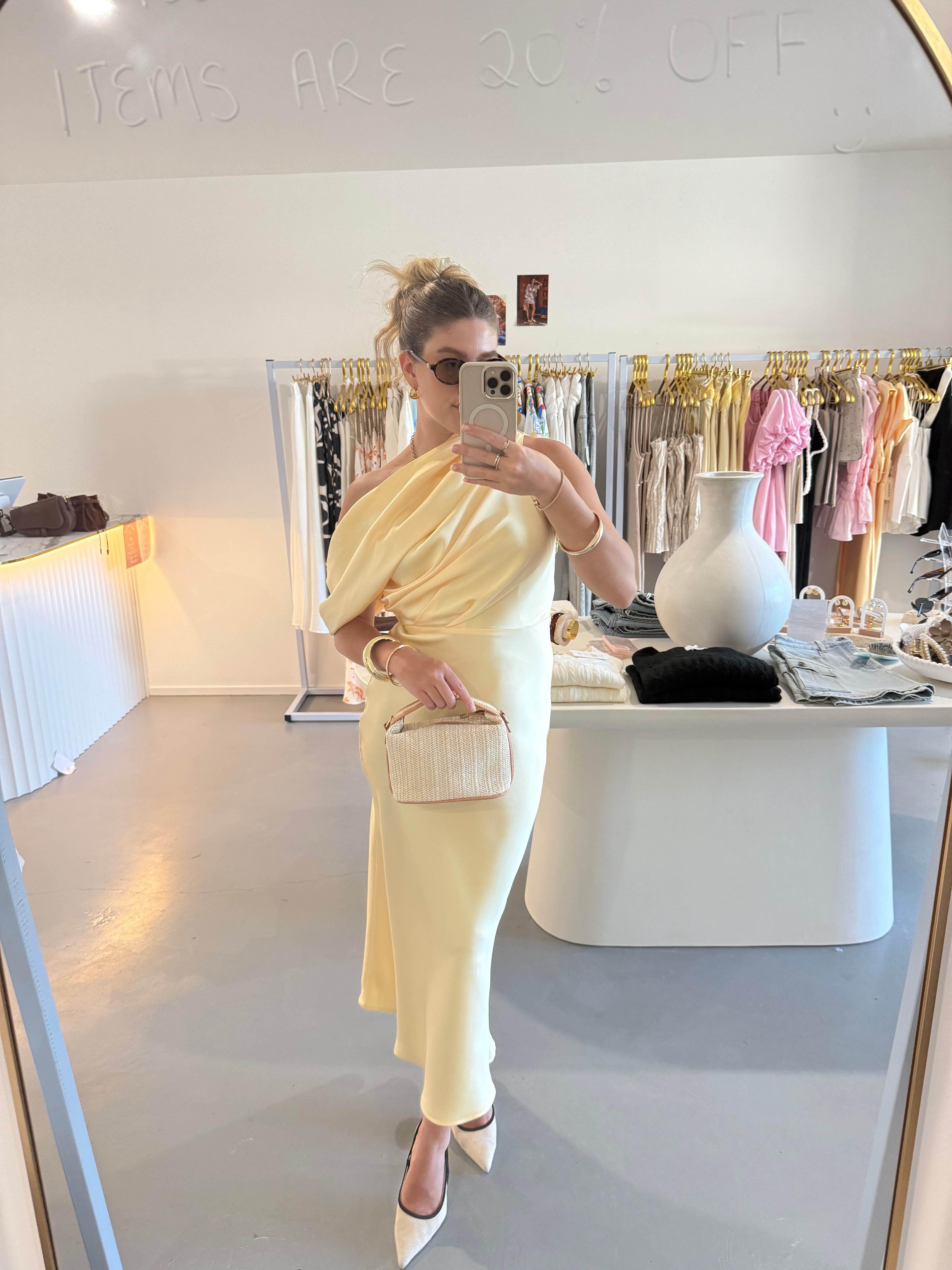 One-shoulder satin maxi dress - Butter