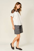 LACE INSERT COTTON TEE