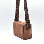 Diamond Stitch Crossbody Bag - BROWN