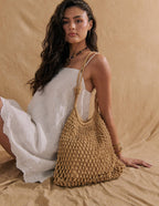 Marcie Knotted Net Shoulder Bag - Tan