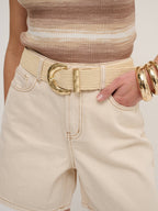 Arizona Straw Buckle Belt - Beige