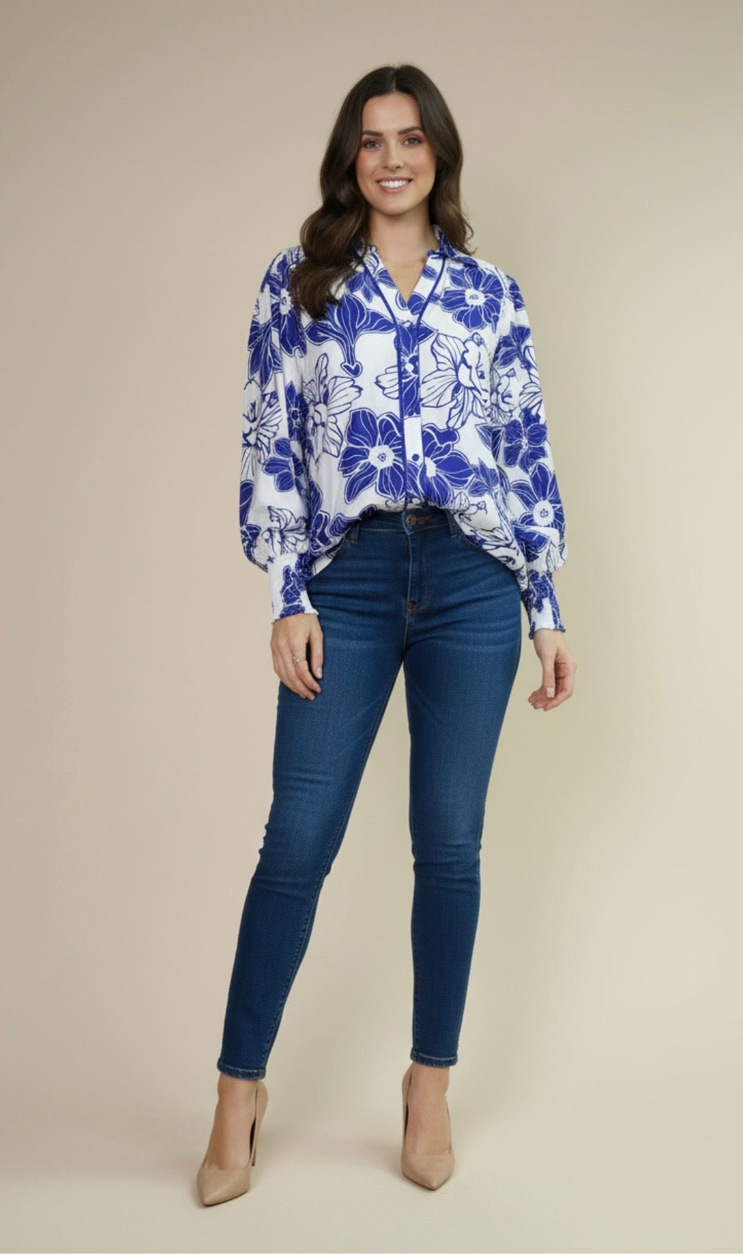 Lolita Blue & White Flowy Blouse