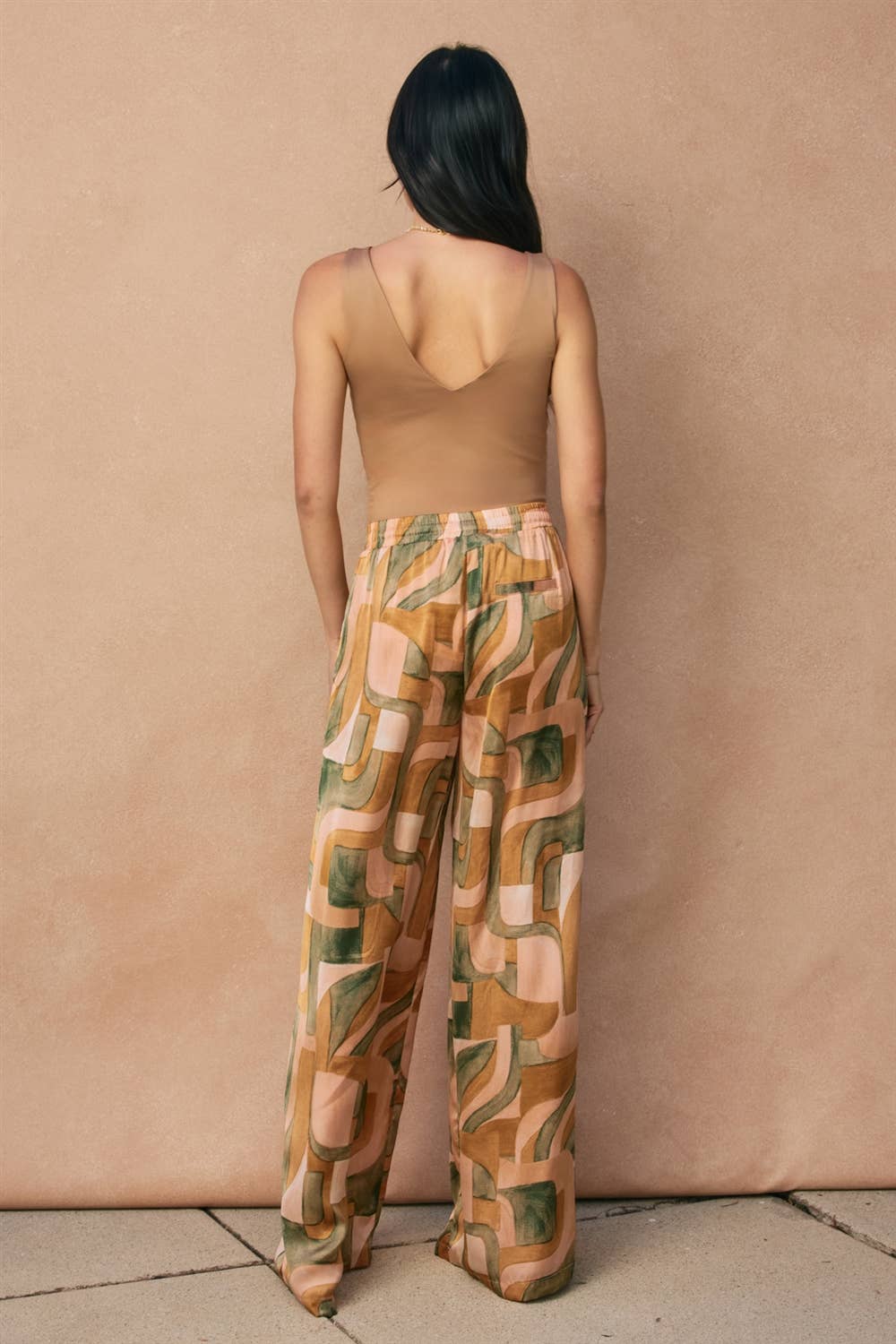 Sunset Blush Abstract Wide Leg Pants