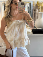 Beige stripe babydoll top