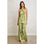 Tropical Daze Decorative Waist Wide Leg Pants