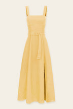 The Soleil Linen Dress - Lemon Butter