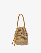 Paige Multiway Straw Bucket Bag in Tan