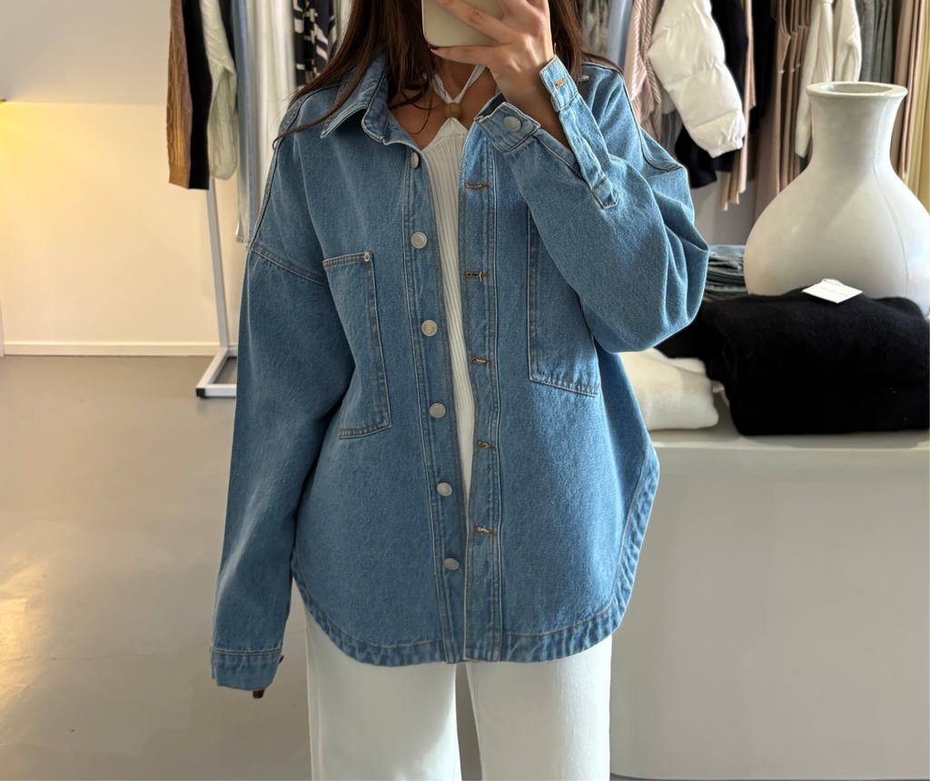 Denim button up shacket