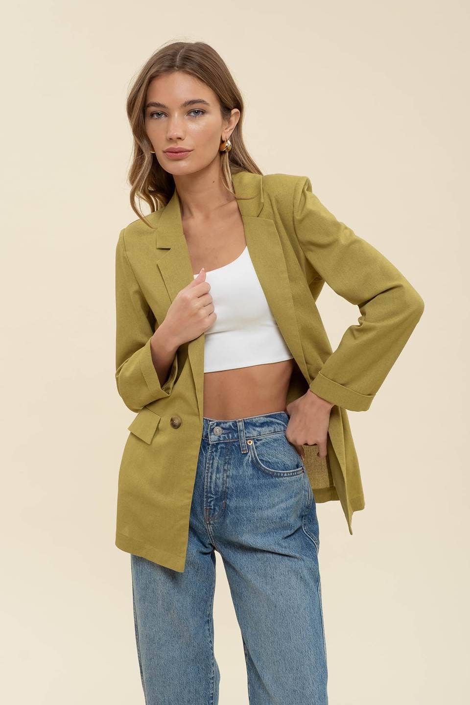 The Shoreline Blazer - 3/4 CUFF SLEEVE COLLARED BLAZER
