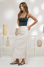 Cropped Square Neck Tank - Chocolate / Mocha / White