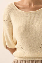 The Isla Ribbed Knit Sweater - Cream