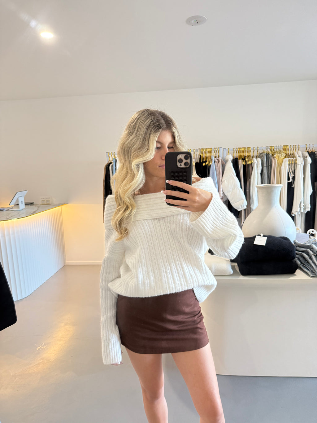 Chocolate linen blend mini skort