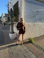 Swirl hem contrast knit dress