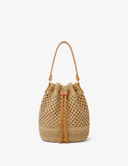 Paige Multiway Straw Bucket Bag in Tan