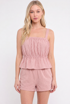 The Blush Bloom Textured Peplum Top