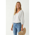 The Jessy Elastic Puff Sleeve V-neck Blouse - 2 colours