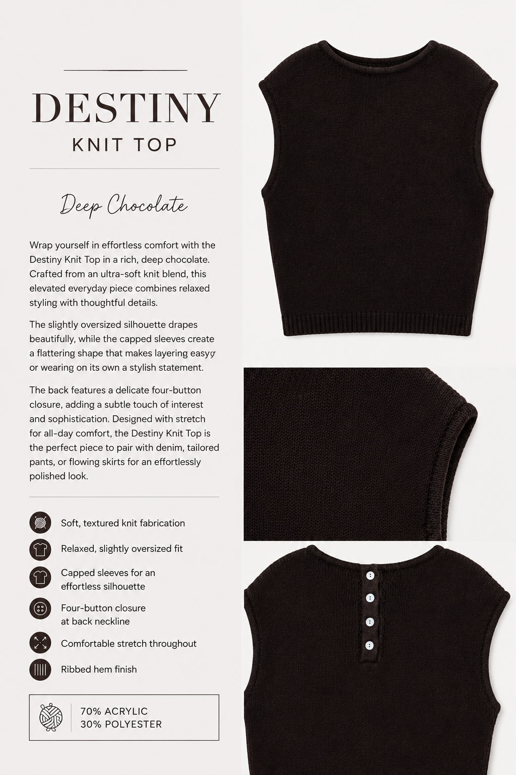 Destiny Knit Top – Deep Chocolate