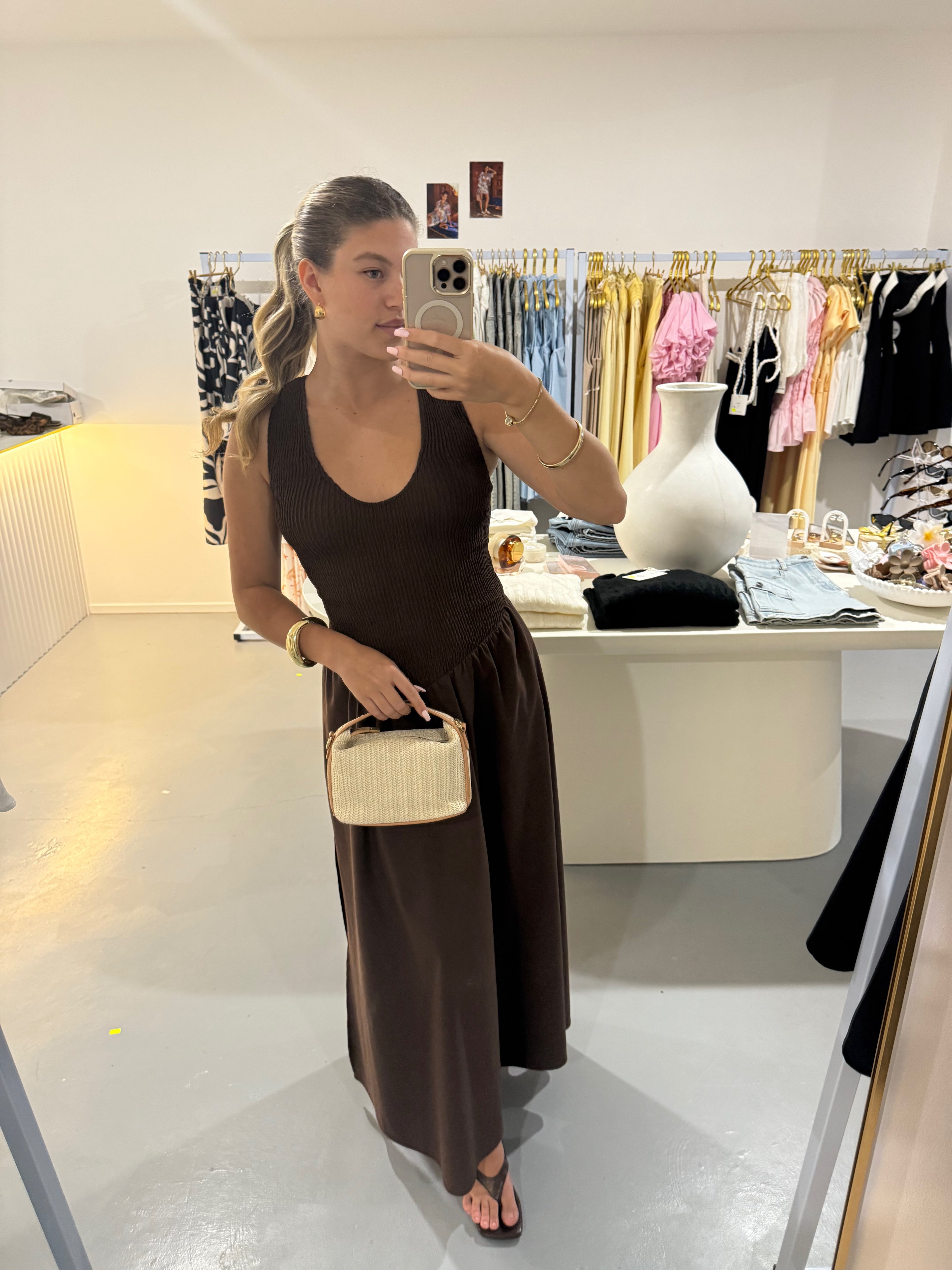 Chocolate a-line maxi dress