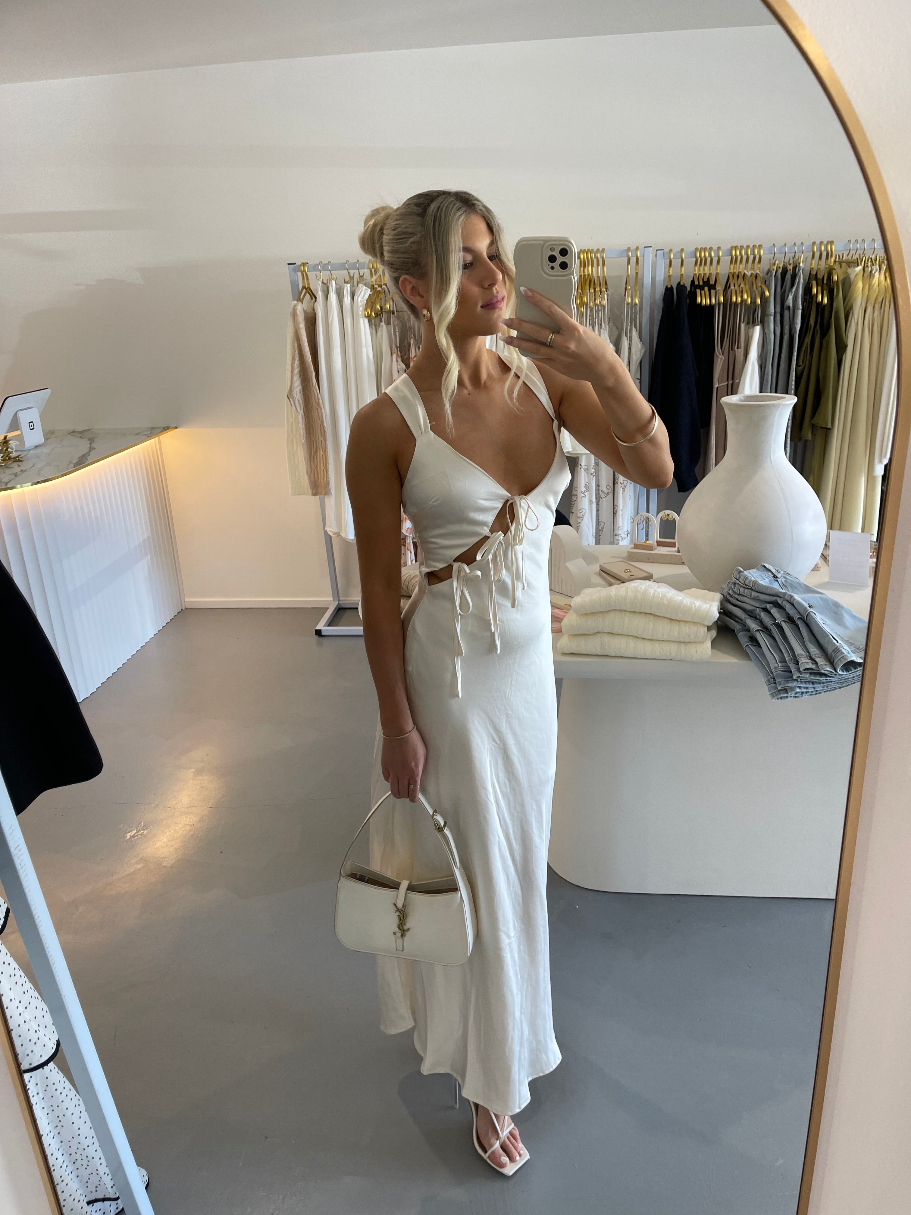 Champagne tie-side maxi dress